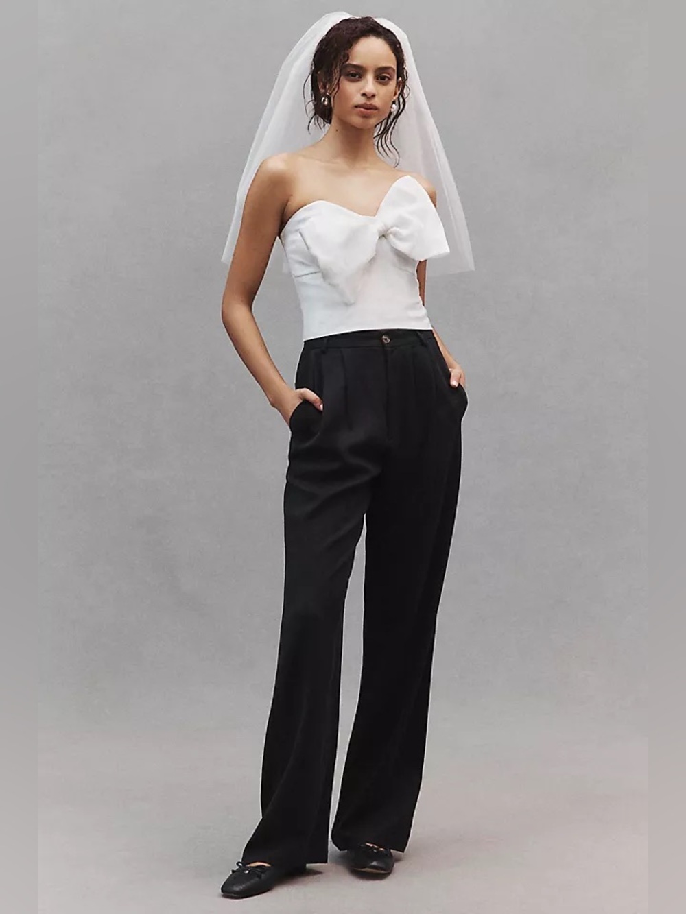 Hutch Reni Strapless Bow-Front Top in Ivory - Picture 3 of 6